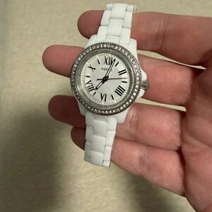 Fossil Women's White and Silver Watch